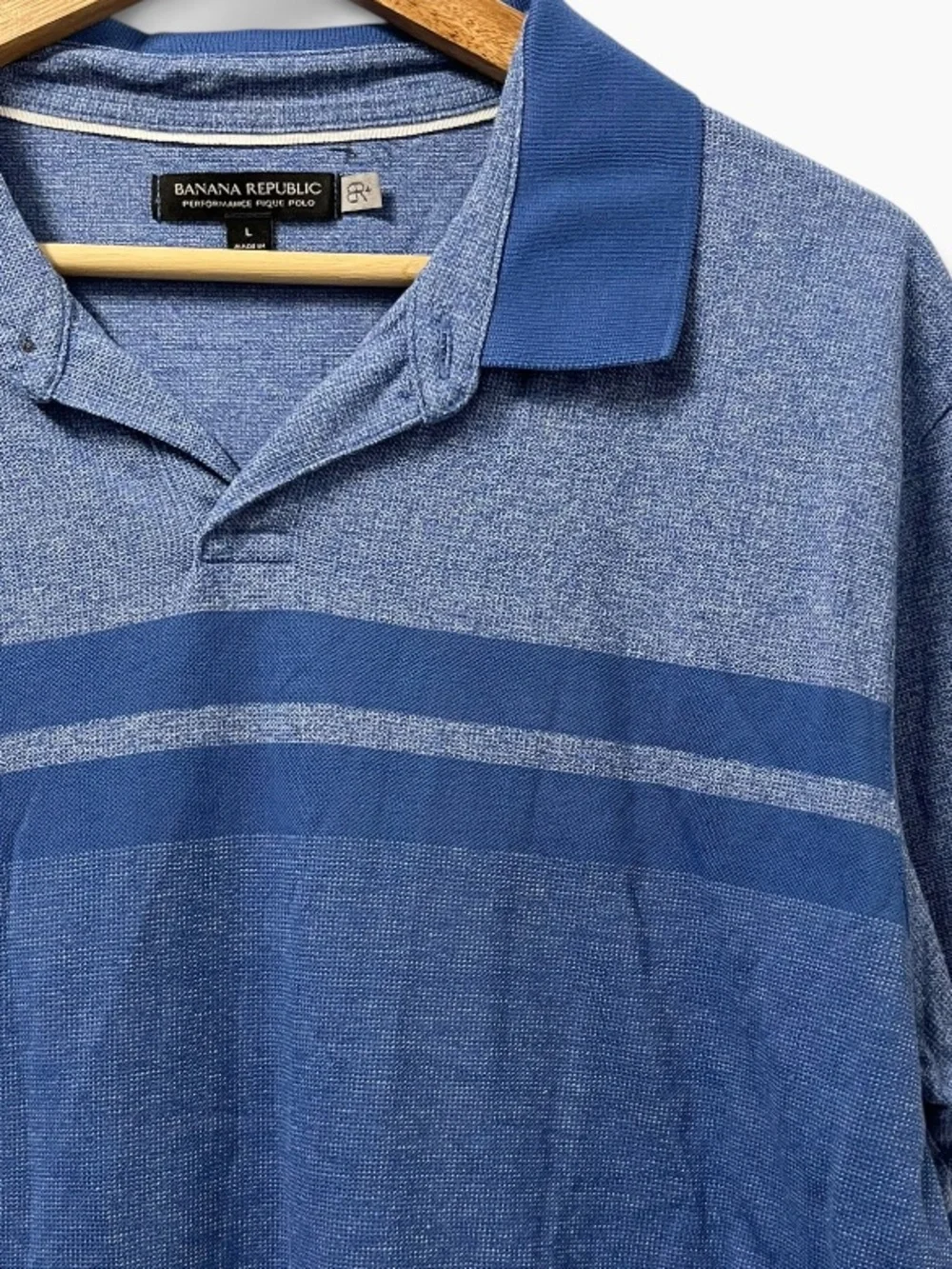 Banana Republic Men's Two-Tone Blue Stripe Polo